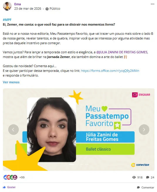 Postagens de maior engajamento no Conectize