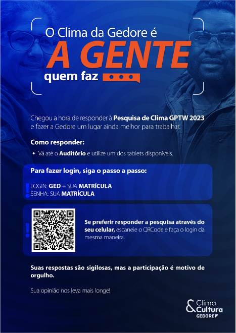 Peça da Fase 3 — O Clima da Gedore é a gente quem faz