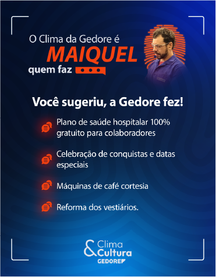 Peça da Fase 1 — O Clima da Gedore é Maiquel quem faz
