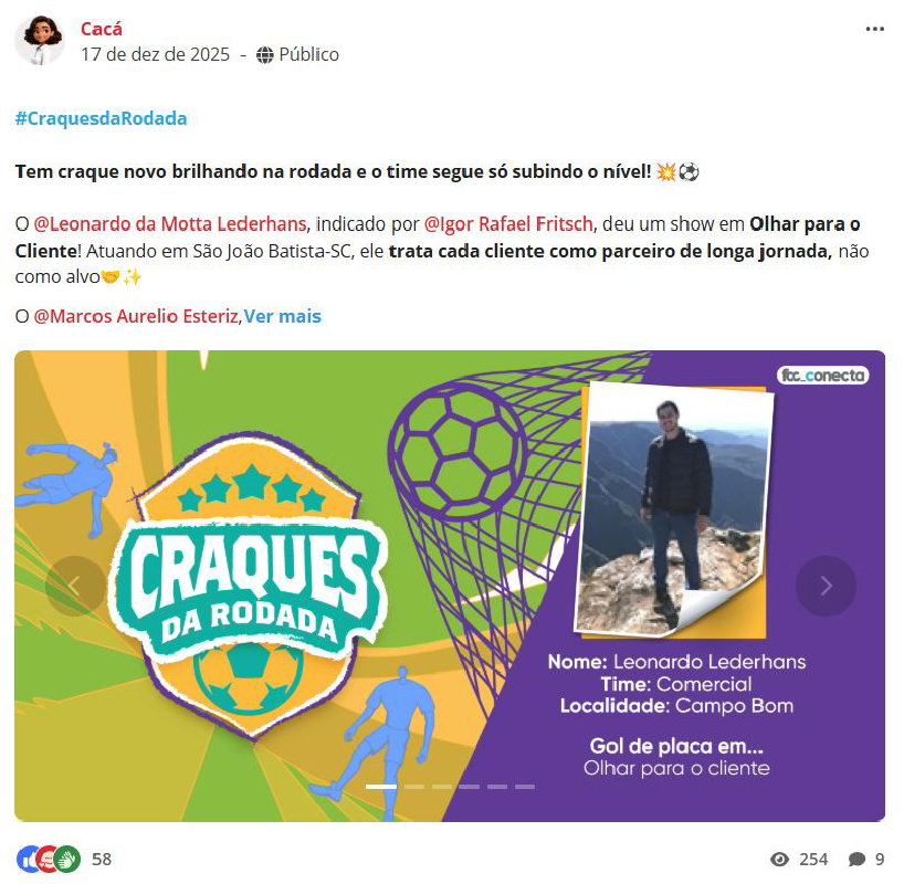 Postagem no Conecta — Leonardo Lederhans